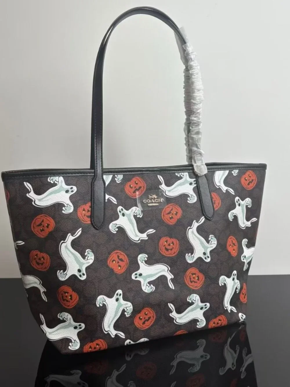 Coach Halloween Limited Edition Ghost Pumpkin Signature Tote Bag